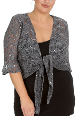 1091 Plus Size Sequin Lace Shrug  Elegant Sparkle