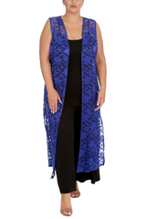 3198 Lace Sleeveless Open Front Cardigan