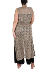 3198 Lace Sleeveless Open Front Cardigan