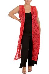 3198 Lace Sleeveless Open Front Cardigan