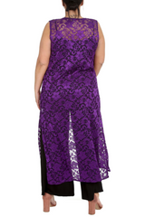 3198 Lace Sleeveless Open Front Cardigan