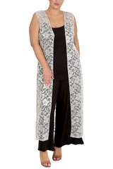 3198 Lace Sleeveless Open Front Cardigan