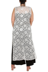 3198 Lace Sleeveless Open Front Cardigan