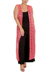 3198 Lace Sleeveless Open Front Cardigan