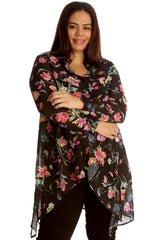 1503 Floral Print A-Line Chiffon Shirt