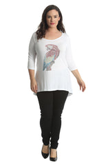 1411 Studded Parrot Dip Hem Top