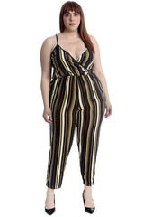 8045 Stripe Print Crossover Jumpsuit