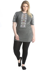 1080 Embroidered Print Sequin Tunic