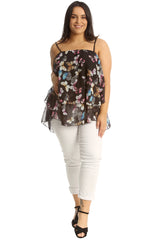 1768 Butterfly Frill Chiffon Cami Top