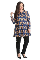 1425 Gingerbread Print Xmas Top