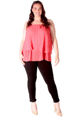 1766 Plain Chiffon Pleated Frill Top