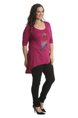 1411 Studded Parrot Dip Hem Top