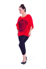 1003 Leopard Sequin Batwing Top