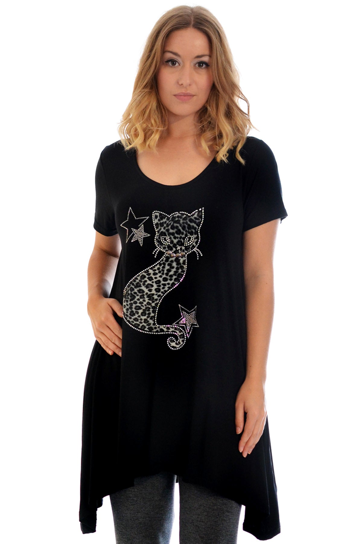 1192 Studded Fur Cat A-Line