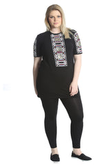 1080 Embroidered Print Sequin Tunic