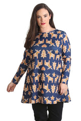 1425 Gingerbread Print Xmas Top