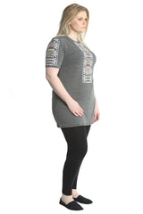1080 Embroidered Print Sequin Tunic