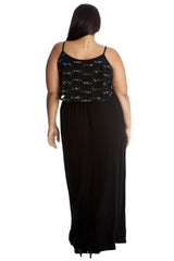 2241 Floral Sequin Lace Maxi Dress