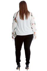 3242 Crepe Butterfly Print Zip Detail Cardigan