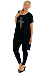 1152 Cross Metallic Stud A-Line Top