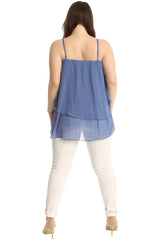 1766 Plain Chiffon Pleated Frill Top