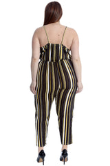 8045 Stripe Print Crossover Jumpsuit