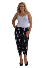 7099 Cropped Cross Print Harem Trouser