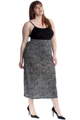 5039 Multi Floral Print Mid Calf Skirt