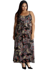 2239 Paisley Print Frill Maxi Dress