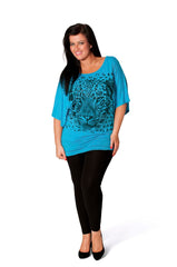 1003 Leopard Sequin Batwing Top