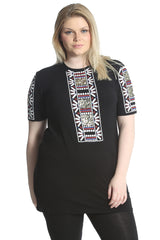 1080 Embroidered Print Sequin Tunic