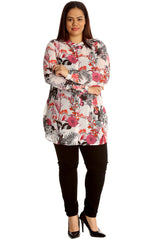 1502 Floral & Butterfly Print Chiffon Shirt