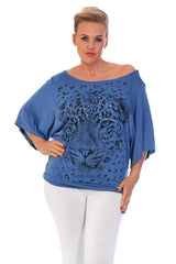 1003 Leopard Sequin Batwing Top