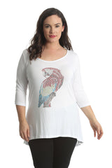 1411 Studded Parrot Dip Hem Top