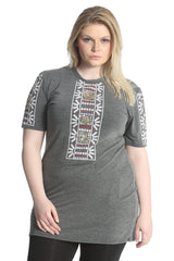 1080 Embroidered Print Sequin Tunic