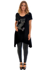 1192 Studded Fur Cat A-Line