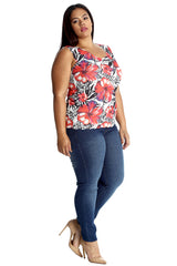 1461 Hibiscus Flower Print Laser Cut Vest