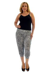 7091 Cropped Monochrome Print Harem Trouser