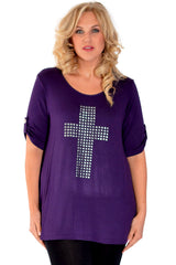 1109 Metallic Cross Stud Top