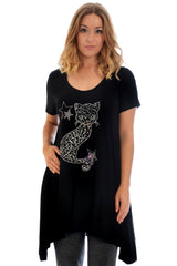 1192 Studded Fur Cat A-Line