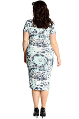 2228 Abstract Print Bodycon Dress