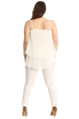 1766 Plain Chiffon Pleated Frill Top