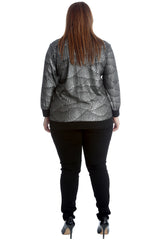 3245 Metallic Feather Embossed Bomber Jacket