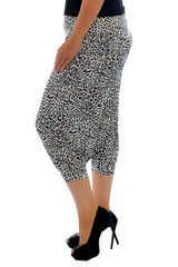 7091 Cropped Monochrome Print Harem Trouser