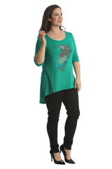 1411 Studded Parrot Dip Hem Top