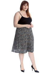 5047 Multi Floral Print Skater Skirt