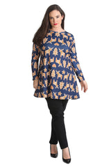 1425 Gingerbread Print Xmas Top