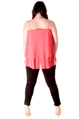 1766 Plain Chiffon Pleated Frill Top