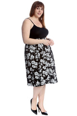 5052 Monochrome Floral Print Skirt