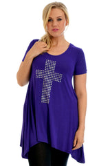 1152 Cross Metallic Stud A-Line Top